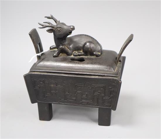 A Qing dynasty bronze censer